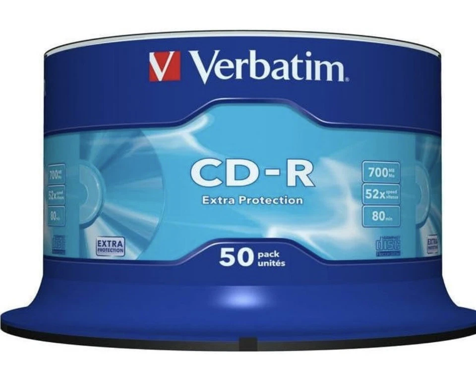 Verbatim 43351 700MB 52x Extra Protection CD-R - 50 Pack Spindle - Image 1 of 1