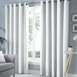Sorbonne White Eyelet Curtains Fully Lined Bargain Price - Picture 1 of 1