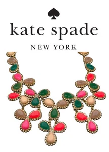 Kate Spade Bouquet Statement Bib Necklace Pave Crystal Gold Multi Color Resin - Picture 1 of 5