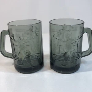 Vintage Smoked Ronald McDonalds 3D Glass Mugs - Picture 1 of 9