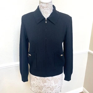 Pre-owned Women's St. John Caviar | Black Zip Jacket Sz.S MSRP:$950 - Picture 1 of 9