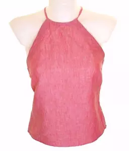 New Women's French Connection Linen Strappy Top Blouse Halterneck Pink - Picture 1 of 2