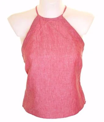 New Women's French Connection Linen Strappy Top Blouse Halterneck Pink Rrp £40 - Image 1 of 2