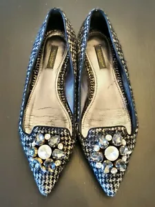 DOLCE & GABBANA FLATS BELLUCCI CRYSTAL BROOCH SHOES 37 - Picture 1 of 8