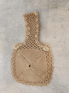 Kleine beige Vintage gehäkelte Geldbörse - 4 Zoll x 4 Zoll - Bild 1 von 1