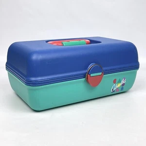 Vintage 90s Caboodles Makeup Carrying Case Organizer Model 2602 Blue Teal Pink - Picture 1 of 13