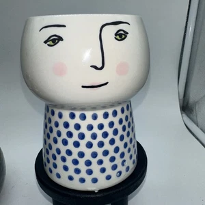 Opalhouse Target Face Planter Stoneware Blue Dots 4.5” Tall - Picture 1 of 6