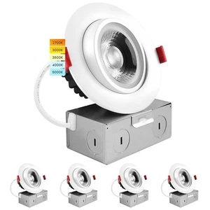 Luxrite 4" Gimbal LED Recessed Light 11W=75W 5CCT, 1000LM Dimmable 4 Pack - Picture 1 of 7