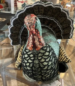 John Derian For Target 2024 Plush Beaded Turkey Pillow 16” Spring Season - NWT - Picture 1 of 10