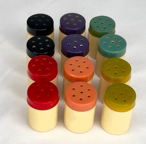 Art Deco Vintage Miniatura Celluloide Sale e Pepe Shaker Set di 12, Multicolore - Foto 1 di 6