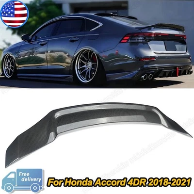 FOR HONDA ACCORD 2018-2022 JDM CARBON STYLE DUCKBILL REAR TRUNK SPOILER WING LIP Foto 1 de 4