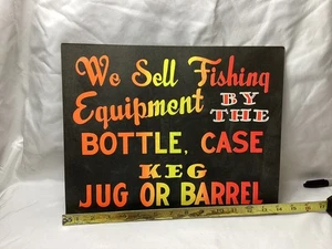 Vintage Fishing Equipment Black Light Cardboard Liquor Display Advertisement 70s - Picture 1 of 5