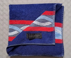 Yves Saint Laurent Handtuch in Blau & Rot mit Etiketten guter Vintage Zustand - Bild 1 von 8