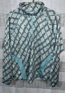 Tek Gear DryTek Womans Long Sleeve Zip Pullover XL Mint Gray Aqua Thumb Holes - Picture 1 of 3
