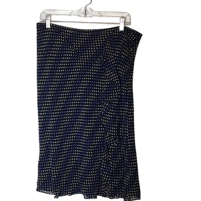Falda Ann Taylor Loft 100 % seda azul punto talla 14 Foto 1 de 4