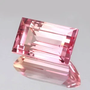 Rectángulo de zafiro natural certificado Padparadscha 21,20 quilates SI piedra preciosa suelta - Imagen 1 de 8