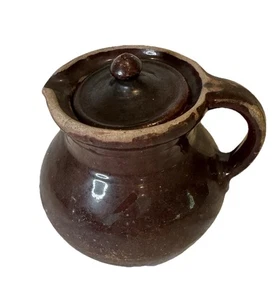 Antiker dunkelbrauner Steinzeugkrug Ende 19. bis Anfang 20. Jahrhundert mit Deckel - Bild 1 von 5