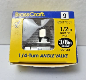 Brass Craft 1/4 Turn Angle Valve 1/2" NOM FIP Inlet x 3/8" COMP G2R17X C1 - Picture 1 of 7