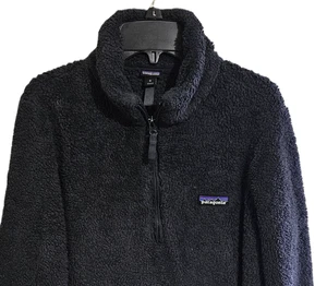 PATAGONIA Sherpa Fleece Women's 1/4 Zip Pullover Top Charcoal Black SZ M - Picture 1 of 5