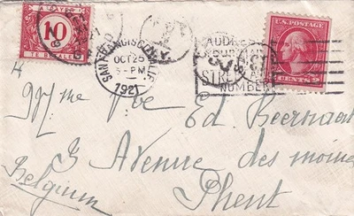 US San Francisco California 1921 to Belgium Gent Postage Due cover SA63 - Image 1 of 2