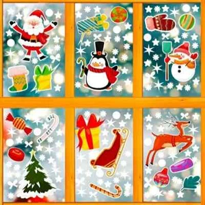 NIMU 130 Pieces Christmas Window Stickers Reusable Easy To Attach - Picture 1 of 6