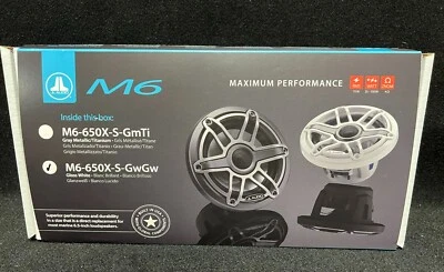 JL Audio M6-650X-S-GwGw 6.5" 2-Way Marine Coaxial Speakers White Sport Grilles