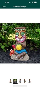 Northlight 13.75" Solar Lighted Polynesian Outdoor Garden Smiling Tiki Statue - Picture 1 of 4