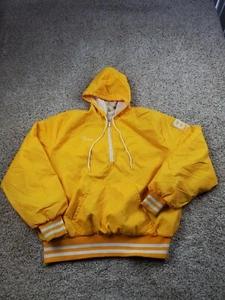 Vintage 70s Neff Windbreaker Jacket XL Mens Yellow 1/4 Zip Drawstring USA Made - Picture 1 of 24