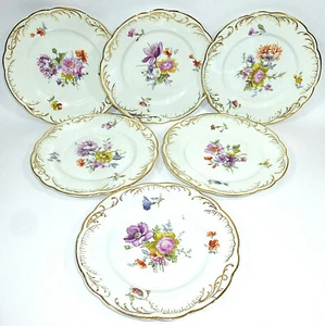 6 x Plate with Flower Painting Rosenthal Louis XIV Hand-Painted - Picture 1 of 12