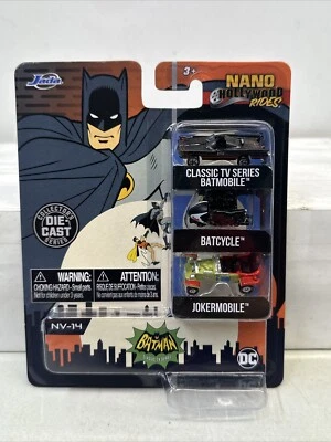 Jada Nano Hollywood Rides Batman Diecast Cars Clásico TV Batimóvil Jokermobile Foto 1 de 3