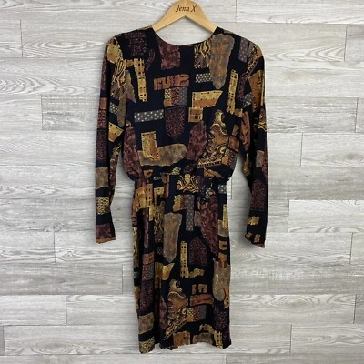 ALL THAT JAZZ винтажное коричневое миди-платье женское размер 5/4 сзади на пуговицах на молнии - Изображение 1 из 4