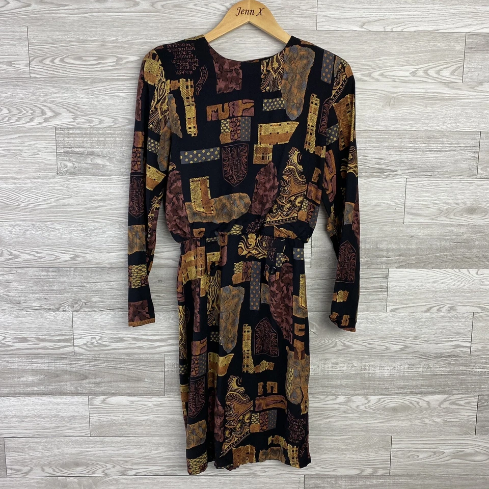 Vestido midi All That Jazz vintage marrom feminino tamanho 5/4 botão traseiro com zíper - Imagem 1 de 4