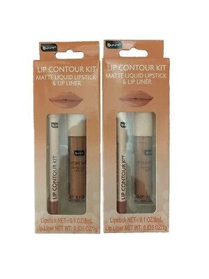 2 B ~ Kit de contorno de labios puro lápiz labial líquido mate y delineador de labios ~ estado de ánimo desnudo mate Foto 1 de 2