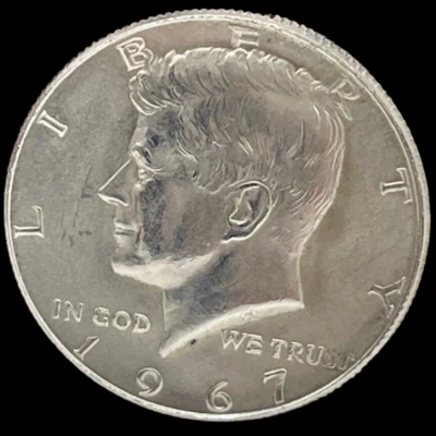 Mezzo dollaro americano 1967 Moneta argento Jhon Kennedy United State of America - Immagine 1 di 4