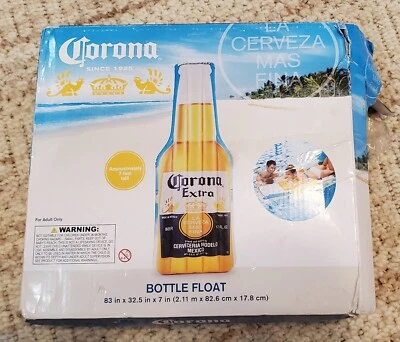 BOTELLA DE CERVEZA EXTRA INFLABLE CORONA FLOTADOR PLAYA O PISCINA caja nueva dañada Foto 1 de 3