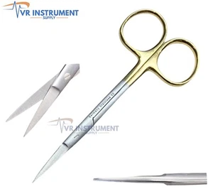 T/C Germany Inserts Operating Dissecting Iris Scissors Straight 4.5" Sharp/Sharp - Picture 1 of 5