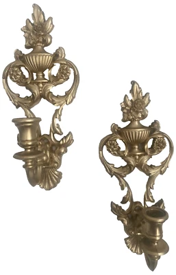 Juego de 2 apliques de pared de plástico de filigrana SyroCo Inc. de colección dorados 13 x 51/2 pulgadas Foto 1 de 4