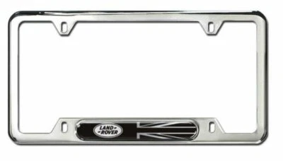 Land Rover Logo Black Union Jack Polished Stainless Steel License Plate Frame - Image 1 of 2
