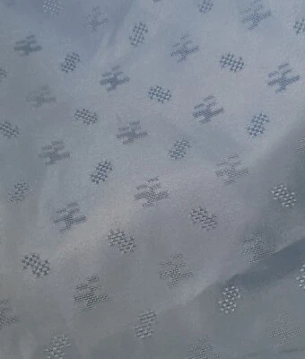 Blue Sheer Fabric Polyester? Silk? Blend? Geometric Pattern ~44" x ~64"  - Image 1 of 4