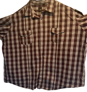J.Ferrar Button Up Dress Shirt 4XL 20.5 Stretch Red G Ray Plaid - Picture 1 of 5