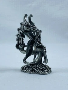 Vintage Pewter Metal Fairy & Dragon Figurine Fantasy Sculpture 2.25" - Picture 1 of 16