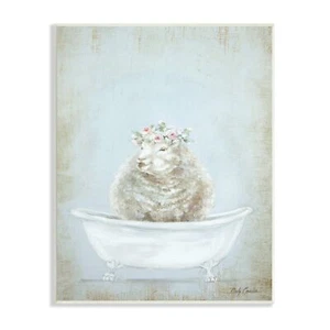 Stupell Industries Plump Farmhouse Sheep in Vintage Tub Floral Crown - Picture 1 of 5