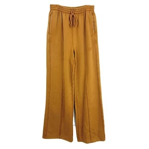 Victoria's Secret PINK Ivy Fleece Wide-Leg Sweatpants S High Rise Golden Oak A3 - Picture 1 of 6