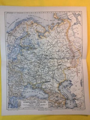 Mapa geográfico vintage del Imperio ruso europeo 1905 original soviético C20-8 Foto 1 de 3