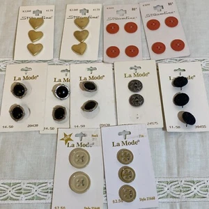 VTG NEW Lot 11 Cards (30 Ct) LAMODE Streamline MIX BUTTON Italy Taiwan - Picture 1 of 15