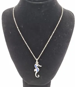 Seahorse Pendant Necklace Silver Colour Blue Stones Wish Jewellery NEW Gift Box - Picture 1 of 4