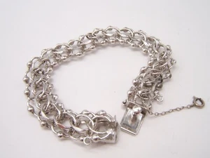 VTG STERLING SILVER CHARM BRACELET BY AMERICAN DOUBLE LINK FANCY 7 1/4” - Picture 1 of 5