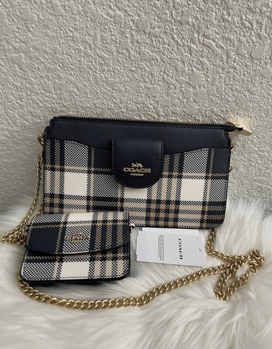Coach Poppy A tracolla con stampa a quadretti giardino oro mezzanotte multi C8682