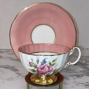 Vintage wunderschöne Aynsley rosa Kohlrosen Bone China Teetasse & Untertasse Oma - Bild 1 von 16