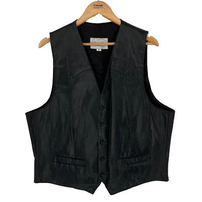 Vtg Oak Ridge By Scully Western Vest Men's XL Biker Rodeo Cowboy Pockets Outdoor - Image 1 of 4
